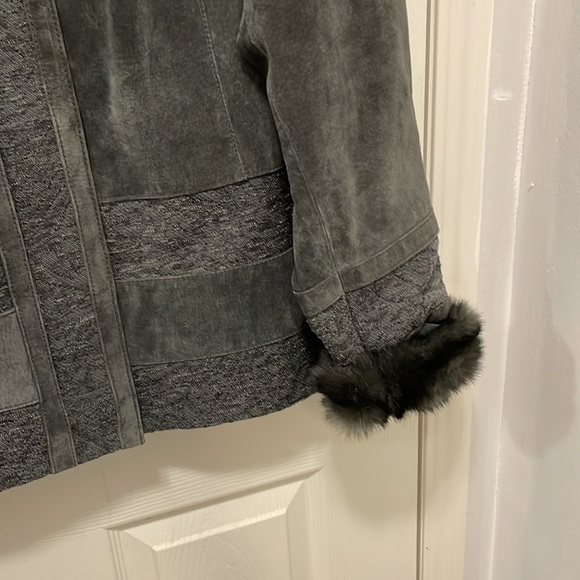 COLDWATER CREEK gray Leather SUEDE sz 22 Women’s JACKET. EUC Lots of Details! - Picture 5 of 12